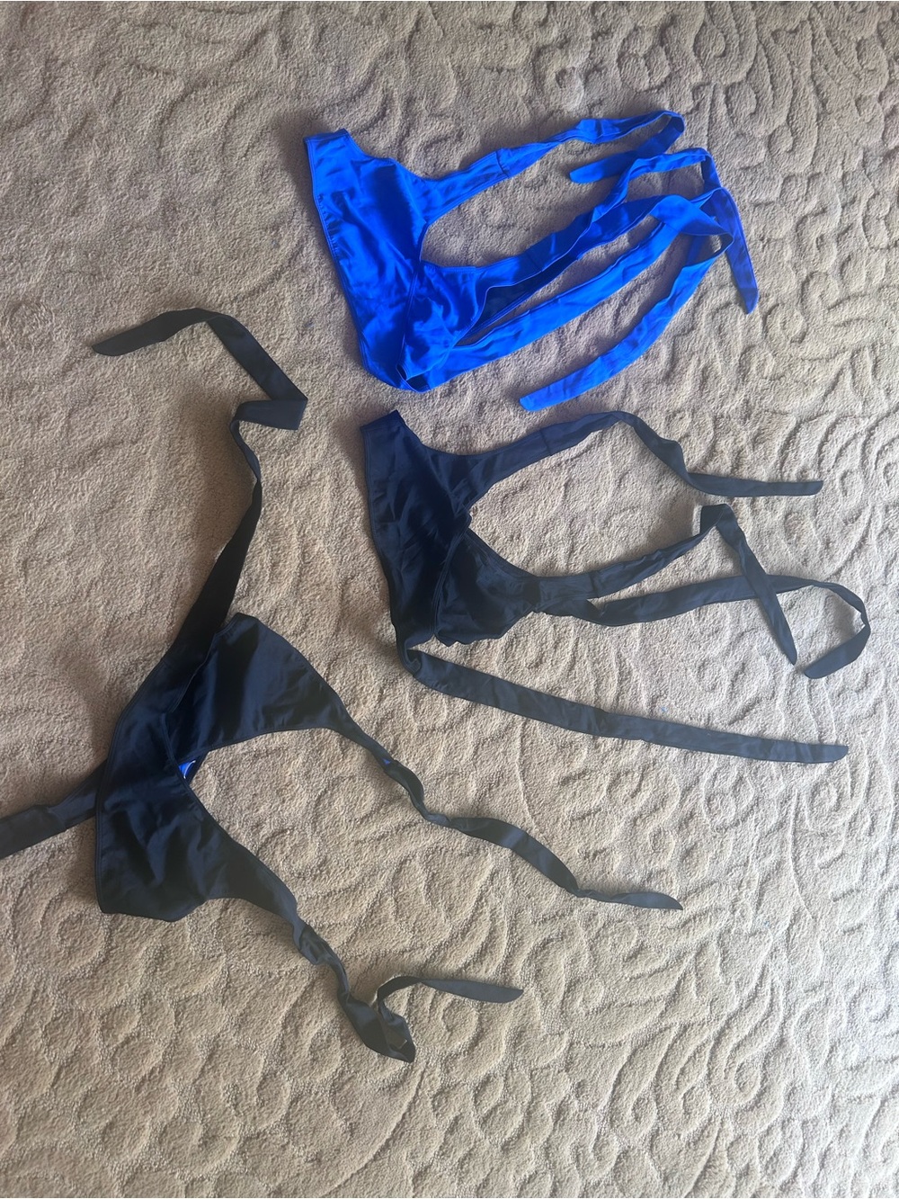 Kit and Ace 3-Pack Bikini Tops in Royal Blue and Black